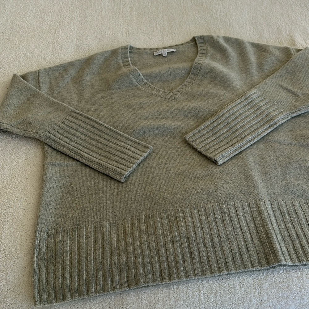 Not Monday Grey V- Neck Sweater Size M